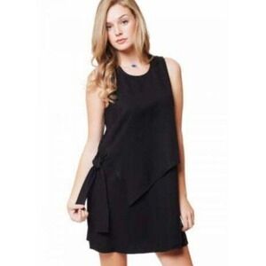 BCBGeneration Dress Womens Small Black Tiered Ruffle Sleeveless‎ LBD Mini NWT